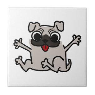 Glücklicher Pug Fliese