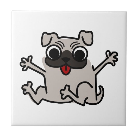 Glücklicher Pug Fliese (Vorderseite)