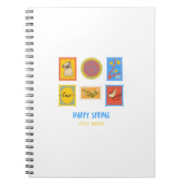 Glücklicher Pug Frühjahrsstempel  Notizblock