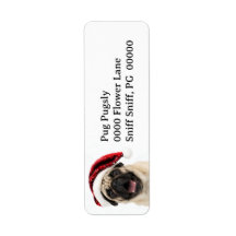 Glücklicher Pug mit funkelndem rotem Weihnachtsman
