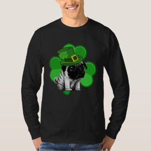 Glücklicher Pug St. Patrick Shamrock C Hunde-Vate T-Shirt