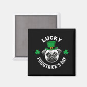 Glücklicher Pugtrick-Tag lustiger St. Patricks Pug Magnet (Vorderseite/Rückseite)