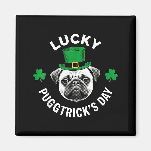Glücklicher Pugtrick-Tag lustiger St. Patricks Pug Magnet (Vorne)