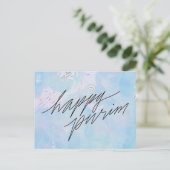 glücklicher Purpurrot in wolkenblau Postkarte (Stehend Vorderseite)