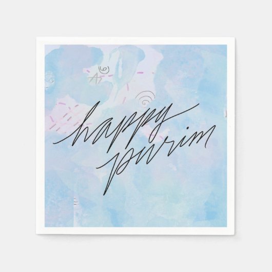 glücklicher Purpurrot in wolkenblau Serviette (Vorderseite)