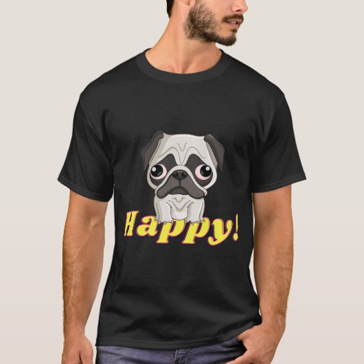 Glücklicher Regenbogen-Mops T-Shirt (Vorderseite)