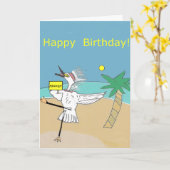 Glücklicher Reiher -- Alles- Gute zum Karte (Gelbe Blume)