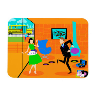 Glücklicher Retro Eltern Flexi Magnet