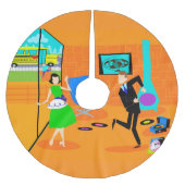 Glücklicher Retro Eltern-Weihnachtsbaum-Rock Polyester Weihnachtsbaumdecke (Vorderseite)