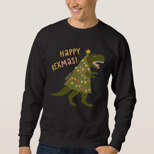 Glücklicher Rexmas Baum Rex Rex Dinosaurier Weih Sweatshirt (Vorderseite)