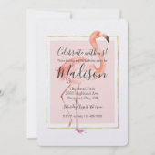 Glücklicher rosa Flamingo Geburtstag Einladung (Vorderseite)