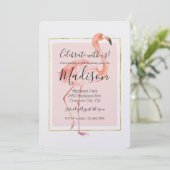 Glücklicher rosa Flamingo Geburtstag Einladung (Stehend Vorderseite)