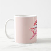 Glücklicher rosa Seestern-Weihnachtsmannhut Kaffeetasse (Links)