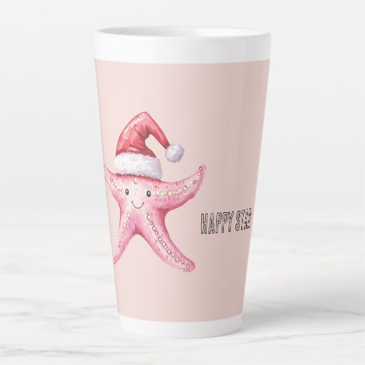 Glücklicher Rosa Seestern Weihnachtsmannmütze Milchtasse (Vorderseite)