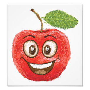 glücklicher roter Apfel Frucht Fotodruck