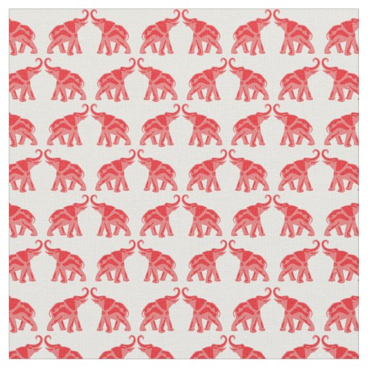 Glücklicher roter Elefant Stoff (Nahaufnahme)