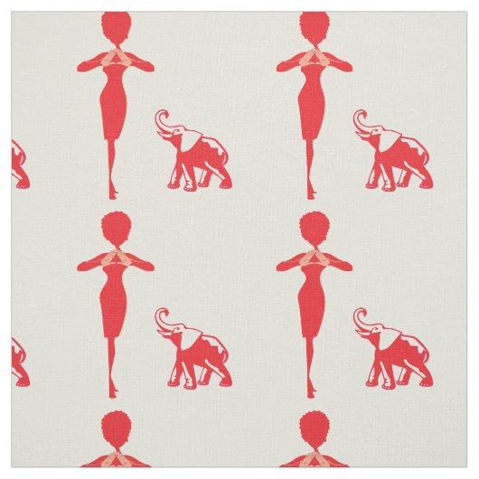 Glücklicher Roter Elefant Stoff (Muster)