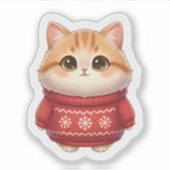 Glücklicher roter Pullover-Katze – Ihre gemütliche Aufkleber (Vorderseite)