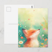 Glücklicher Rotfuchs auf einer ätherischen Frühlin Postkarte (Vorne/Hinten)
