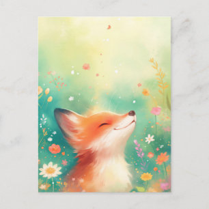 Glücklicher Rotfuchs auf einer ätherischen Frühlin Postkarte