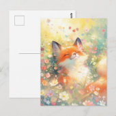 Glücklicher Rotfuchs auf sonniger Wildblumenwiese Postkarte (Vorne/Hinten)