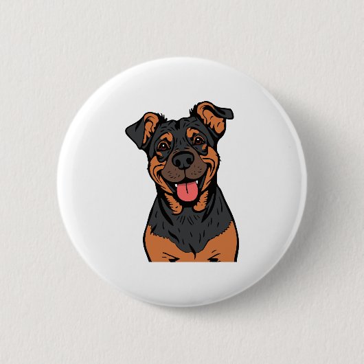Glücklicher Rottweiler-Cartoon � Süßer und freundl Button (Vorderseite)