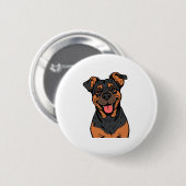 Glücklicher Rottweiler-Cartoon � Süßer und freundl Button (Vorne & Hinten)