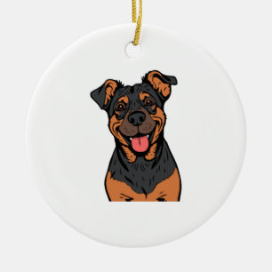 Glücklicher Rottweiler-Cartoon � Süßer und freundl Keramik Ornament