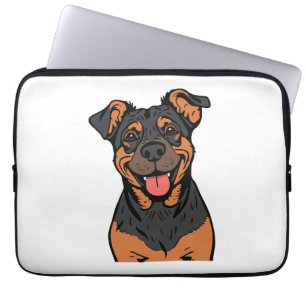 Glücklicher Rottweiler-Cartoon – Süßer und freundl Laptopschutzhülle