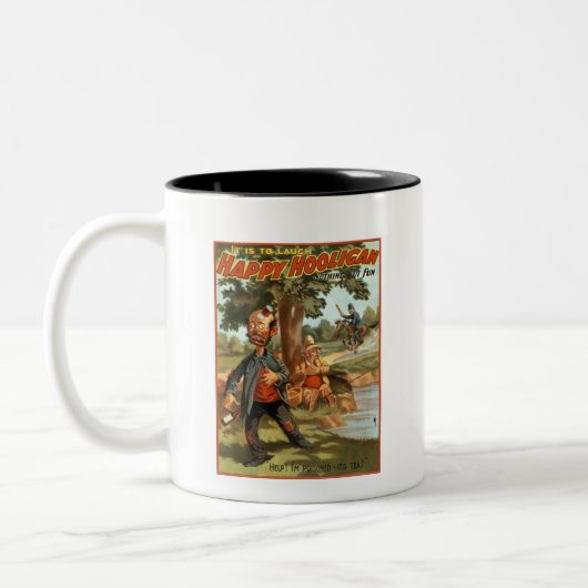 Glücklicher Rowdy - vergiftet durch Tee! Zweifarbige Tasse (Links)