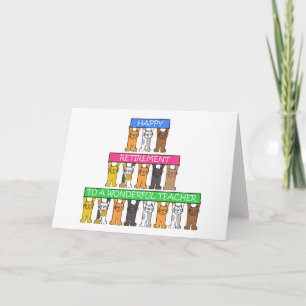 Glücklicher Ruhestand Lehrer Cartoon Katzen Karte
