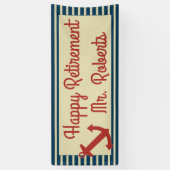 Glücklicher Ruhestand mit Seeanker und Streifen Banner (Vertikal)