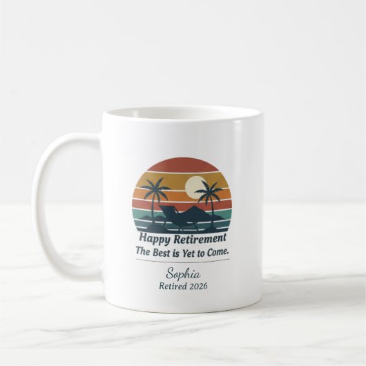 Glücklicher Ruhestand Personalisierter Name & Jahr Kaffeetasse (Links)
