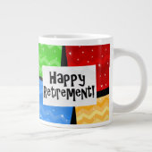 Glücklicher Ruhestand, Primärfarbe quadriert Party Jumbo-Tasse (Rechts)