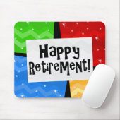 Glücklicher Ruhestand, Primärfarbe quadriert Party Mousepad (Mit Mouse)