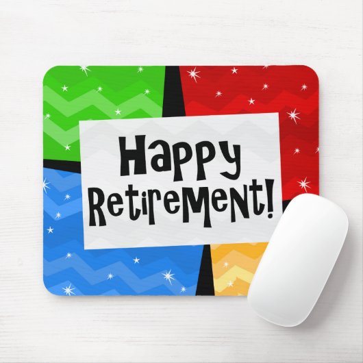 Glücklicher Ruhestand, Primärfarbe quadriert Party Mousepad (Mit Mouse)