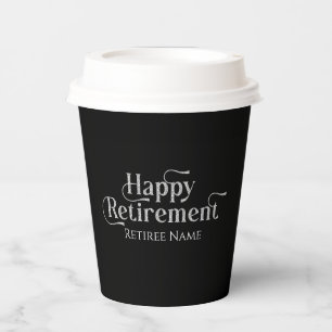 Glücklicher Ruhestand Weiße Glitzernde Retro-Typog Pappbecher