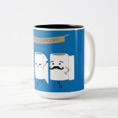 Glücklicher Ruhestands-lustiges Toilettenpapier Zweifarbige Tasse (VorderseiteRechts)