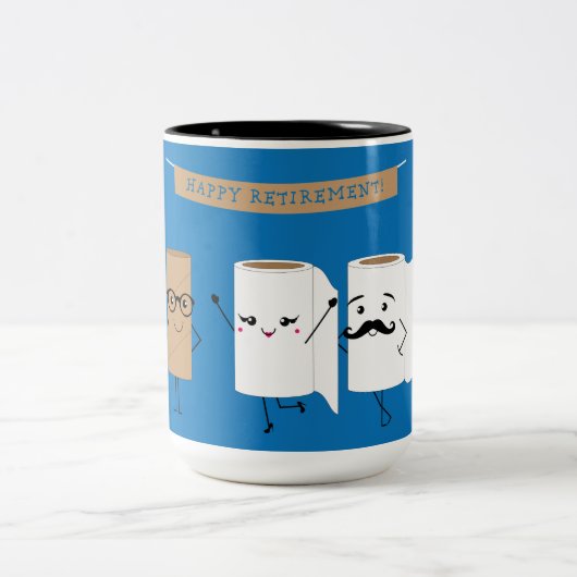 Glücklicher Ruhestands-lustiges Toilettenpapier Zweifarbige Tasse (Mittel)