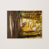 Glücklicher Ruhestands-rote Scheunen-Herbst-Straße Puzzle (Horizontal)