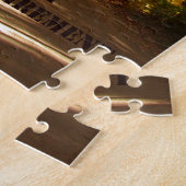 Glücklicher Ruhestands-rote Scheunen-Herbst-Straße Puzzle (Seite)