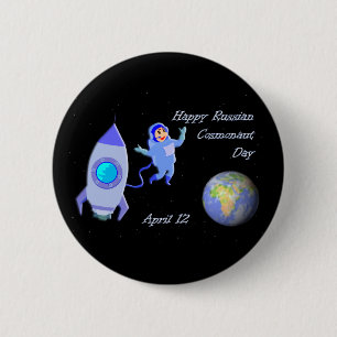 Glücklicher russischer Kosmonaut-Tag am 12. April Button