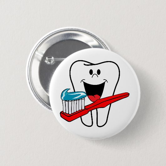 Glücklicher sauberer Zahn Button (Vorne & Hinten)