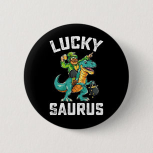 Glücklicher Saurus Dinosaurier T Rex St. Patrick's Button