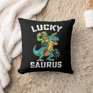 Glücklicher Saurus Dinosaurier T Rex St. Patrick's Kissen