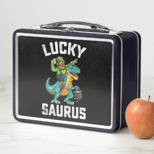 Glücklicher Saurus Dinosaurier T Rex St. Patrick's Metall Brotdose