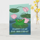 Glücklicher Schalttag-Geburtstag! Springen des Karte (Gelbe Blume)