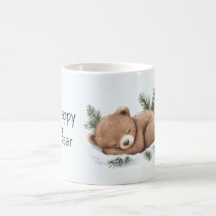 Glücklicher schlafender Bär im Schnee Kaffeetasse