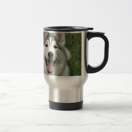 Glücklicher Schlittenhund Reisebecher (Rechts)