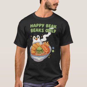 Glücklicher Schnabel Pinguin Ramen Aufkleber T-Shirt